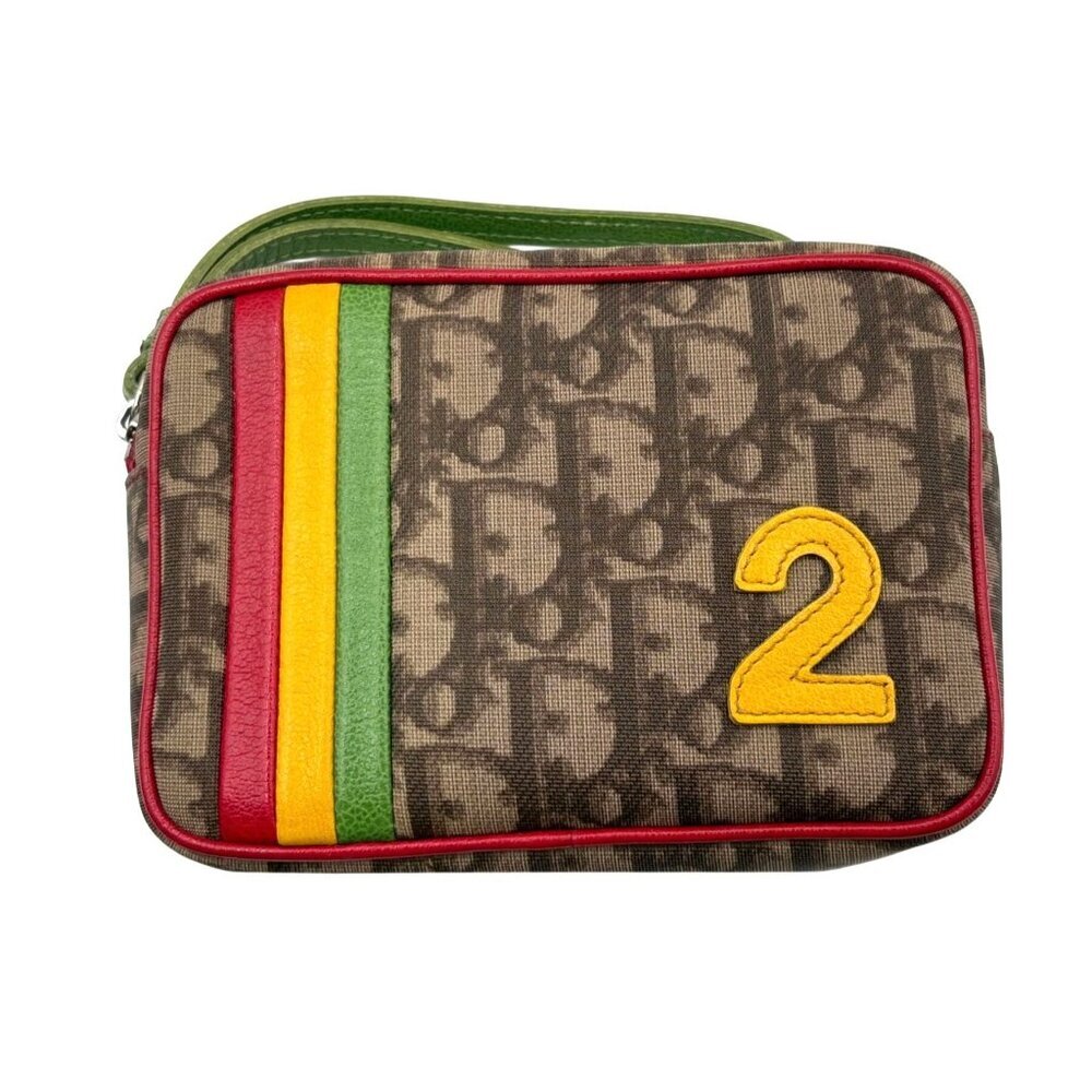 Dior Brown Monogram Canvas Wristlet with Red, Yellow & Green Accents - Picture 2 of 7